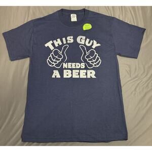 Delta Pro Weight T-shirt Men M Navy Blue SS Humor Beer Y2K Glows In The Dark